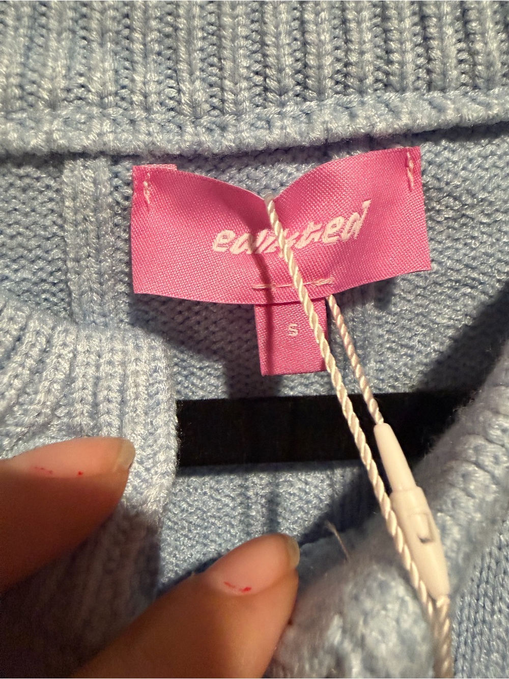 Edikted Light Blue Ribbed Button-Up Cardigan - Picture 3 of 4